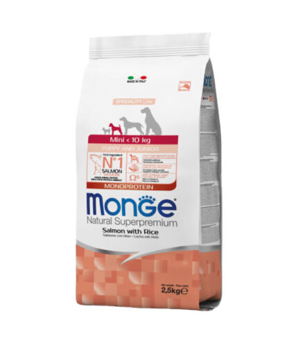MONGE - hrana za mini štence i juniore sa lososom i pirinčem (monoprotein) (2,5 kg)