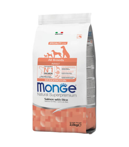 MONGE - hrana za odrasle pse svih rasa sa lososom i pirinčem (2,5 kg)