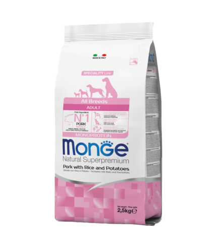 MONGE - hrana za odrasle pse svih rasa sa svinjetinom, pirinčem i krompirom (2,5 kg)