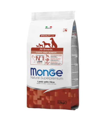 MONGE - hrana za štence i juniore svih rasa sa jagnjetinom i pirinčem (2,5 kg)