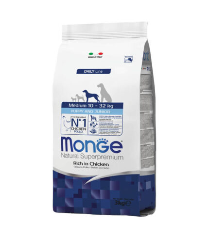 MONGE – hrana za medium štence i juniore bogata piletinom (3kg)