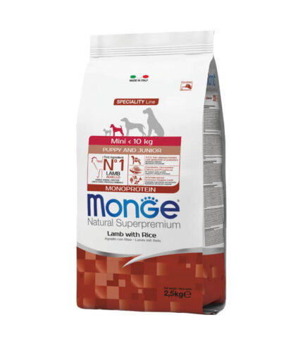 MONGE – hrana za mini štence i juniore sa jagnjetinom i pirinčem (monoprotein) (2,5 kg)