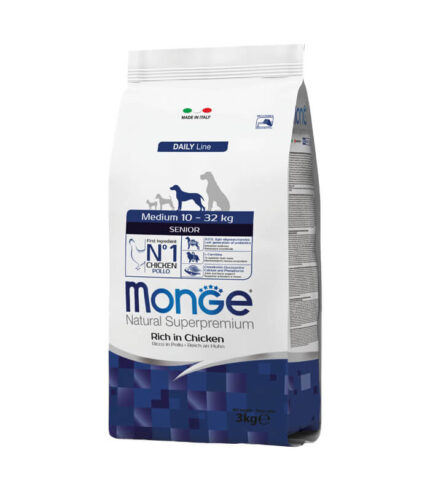 MONGE – hrana za senior pse srednjih rasa bogata piletinom (3kg)