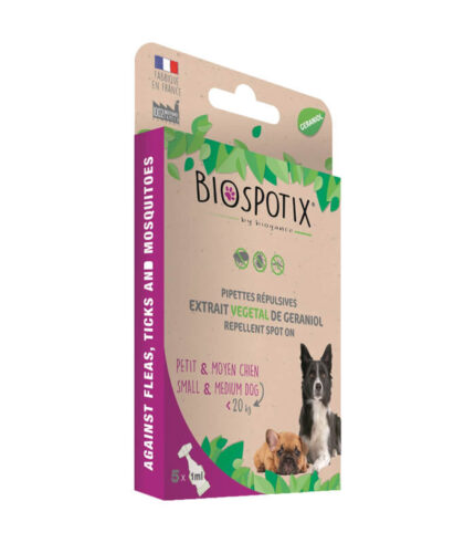 BIOGANCE Biospotix Dog Spot-On ampule protiv buva, krpelja i komaraca za male i srednje pse (S–M, do 20 kg) (5×1ml)