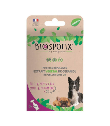 BIOGANCE Biospotix Dog Spot-On ampule protiv buva, krpelja i komaraca za male i srednje pse (S–M, do 20 kg) (5×1ml)