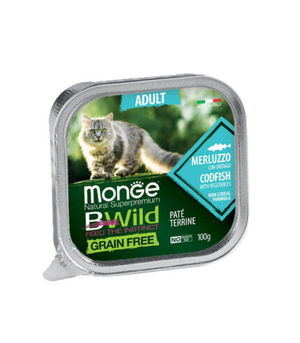 MONGE BWild Grain Free Adult Cat Codfish - pašteta sa bakalarom i povrćem (100g)