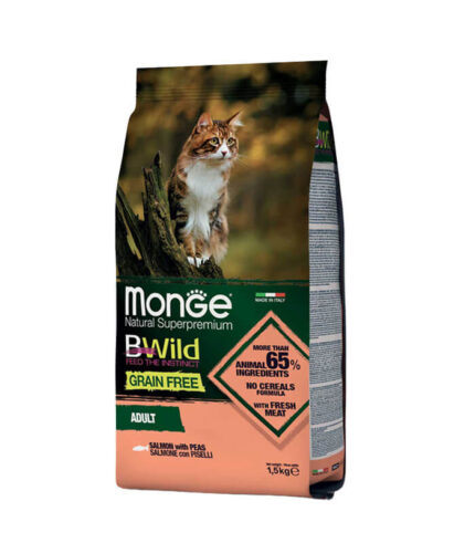 MONGE BWild Grain Free Adult Cat Salmon - hrana za odrasle mačke sa lososom (1,5kg) MONGE BWild Grain Free Adult Cat Salmon – hrana za odrasle mačke sa lososom (1,5kg)