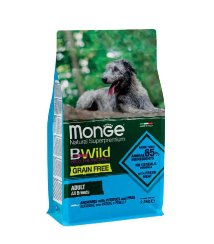 MONGE BWild Grain Free Adult Dog Anchovies - hrana za odrasle pse sa inćunima 2-5kg