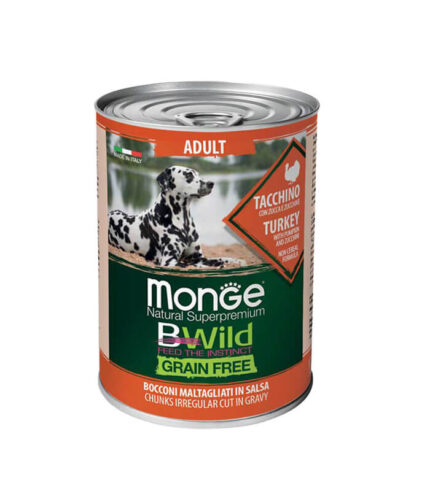 MONGE BWild Grain Free Adult Dog Turkey - vlažna hrana sa ćuretinom, bundevom i tikvicama (400g)