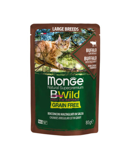 MONGE BWild Grain Free Large Breed Cat Buffalo - komadići u sosu sa bivolom (85g)