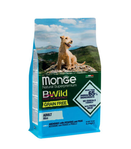 MONGE BWild Grain Free Mini Adult Dog Anchovies - hrana za odrasle pse malih rasa sa inćunima (2-5kg)