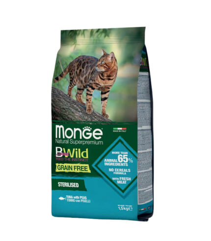 MONGE BWild Grain Free Sterilised Cat Tuna – hrana za sterilizovane mačke sa tunjevinom (1,5kg)