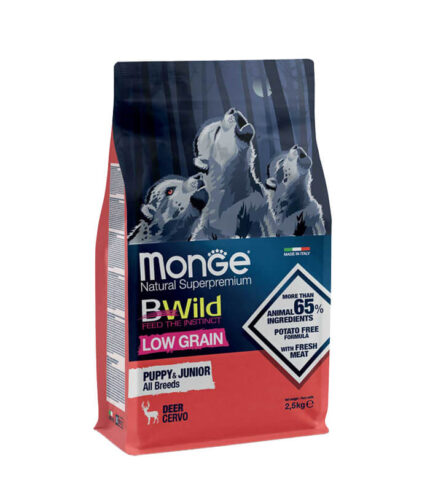MONGE BWild Low Grain Puppy & Junior Dog Deer - hrana za štence sa jelenskim mesom 2-5kg