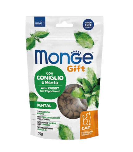 MONGE Gift Dental Cat Rabbit & Peppermint - punjene hrskave poslastice (60g)