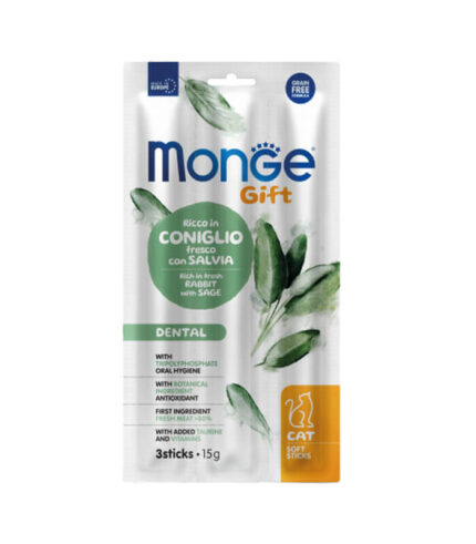 MONGE Gift Dental Cat Rabbit - dental soft stick poslastica za mačke sa zečetinom i žalfijom (15g)