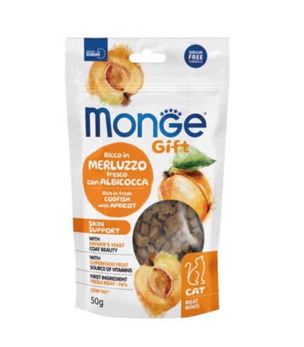 MONGE Gift Skin Support Cat Codfish & Apricot - mini mesne poslastice (50g)