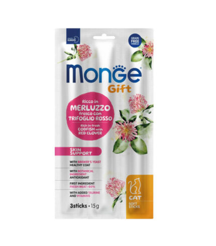 MONGE Gift Skin Support Cat Codfish - soft sticks za kožu i dlaku sa bakalarom i crvenom detelinom (15g)