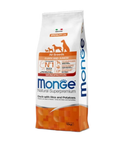 MONGE - hrana za štence i juniore svih rasa sa pačetinom, pirinčem i krompirom (monoprotein) (12kg)