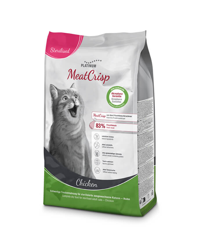 PLATINUM CAT MeatCrisp Sterilised Chicken - suva hrana za sterilizovane mačke sa piletinom (1,5kg) PLATINUM CAT MeatCrisp Sterilised Chicken - suva hrana za sterilizovane mačke sa piletinom (1,5kg)
