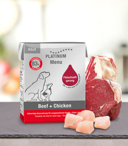 PLATINUM Menu Adult Beef + Chicken - vlažna hrana za pse sa govedinom i piletinom (90g, 185g, 375g)