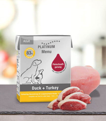 PLATINUM Menu Adult Duck + Turkey - vlažna hrana za pse sa pačetinom i ćuretinom (90g, 185g, 375g)