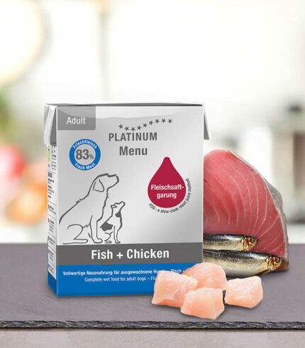 PLATINUM Menu Adult Fish + Chicken - vlažna hrana za pse sa ribom i piletinom (90g, 185g, 375g)