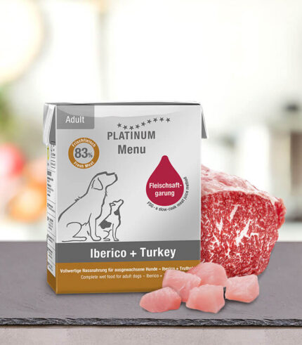 PLATINUM Menu Adult Iberico + Turkey - vlažna hrana za pse sa Iberico svinjetinom i ćuretinom (90g, 185g, 375g)