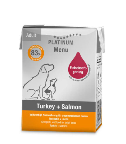 PLATINUM Menu Adult Turkey + Salmon - vlažna hrana za pse sa ćuretinom i lososom (185g)