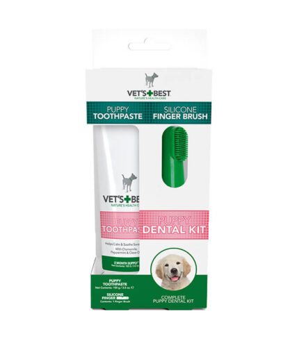 VET’S BEST Dental Care Kit for Puppies - set za dentalnu higijenu štenaca (silikonska četkica + pasta)