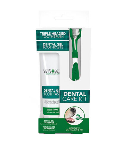 VET’S BEST Dental Kit for Dogs - set za dentalnu higijenu pasa (četkica + gel)