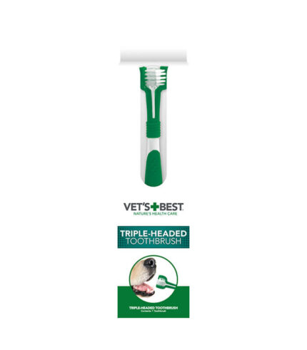 VET’S BEST Triple Headed Toothbrush - trostrana četkica za zube za pse
