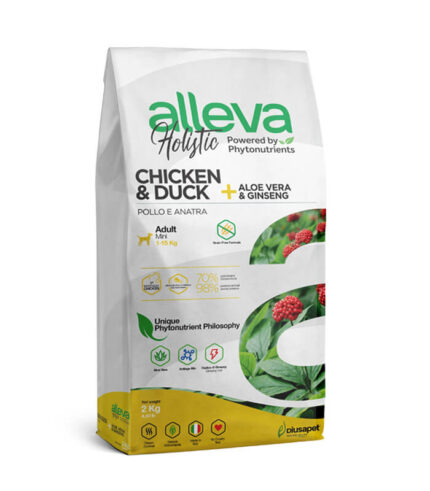 ALLEVA Holistic Adult Mini Chicken & Duck + Aloe Vera & Ginseng - grain free hrana za odrasle pse malih rasa sa piletinom i pačetinom (2kg)