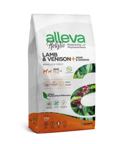 ALLEVA Holistic Adult Mini Venison & Lamb + Hemp & Ginseng - grain free hrana za odrasle pse malih rasa sa jagnjetinom i divljači (2kg)