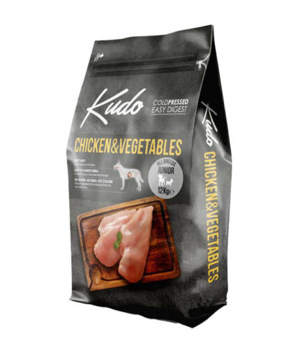 KUDO Chicken & Vegetables Junior All Breeds - hladno presovana hrana za štence sa piletinom (12kg)