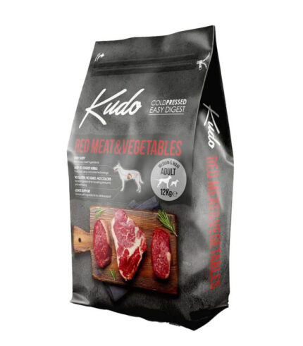 KUDO Red Meat & Vegetables Medium & Maxi Adult - hladno presovana hrana za odrasle pse srednjih i velikih rasa sa govedinom (12kg)