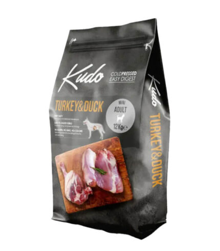 KUDO Turkey & Duck Mini Adult - hladno presovana hrana za odrasle pse malih rasa sa ćuretinom i pačetinom (12kg)