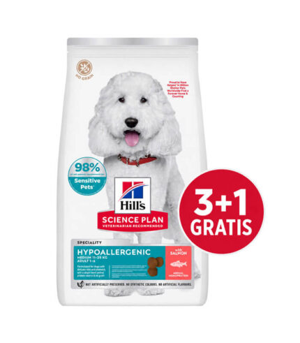 Hill’s Science Plan Adult Hypoallergenic - hrana za odrasle pse srednjih rasa sa lososom (12kg) 3+1 GRATIS