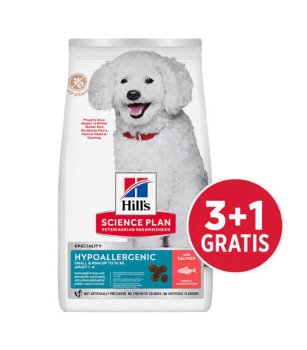Hill’s Science Plan Adult Small & Mini Hypoallergenic - hrana za odrasle pse malih rasa sa lososom (6kg) 3+1 GRATIS