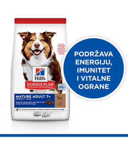 Hill’s Science Plan Mature Adult Medium - hrana za starije pse srednjih rasa sa jagnjetinom i pirinčem (2.5kg, 14kg)