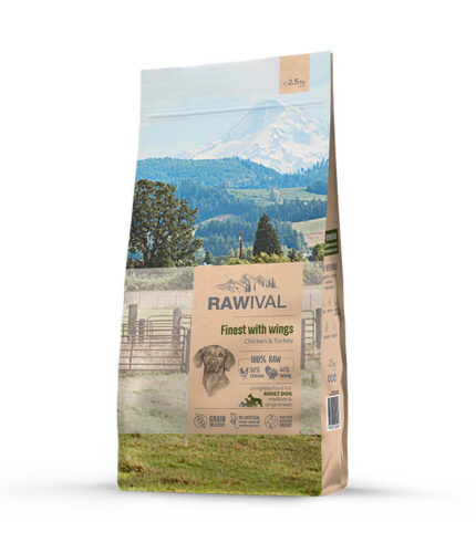 RAWIVAL Finest with Wings Adult Dog Medium & Large Breed - piletina i ćuretina za odrasle pse 2.5kg