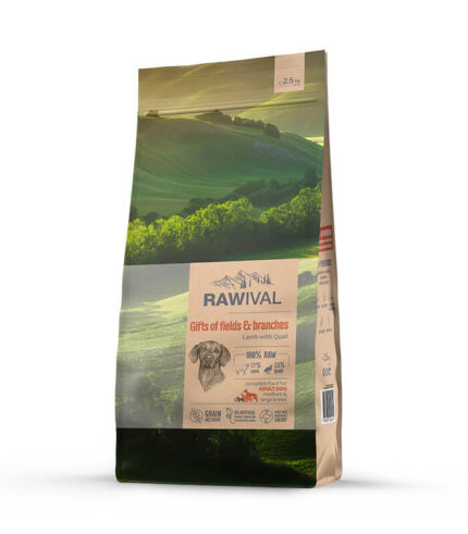 RAWIVAL Gifts of Fields & Branches Adult Dog Medium & Large Breed - jagnjetina i prepelica za odrasle pse 2.5kg