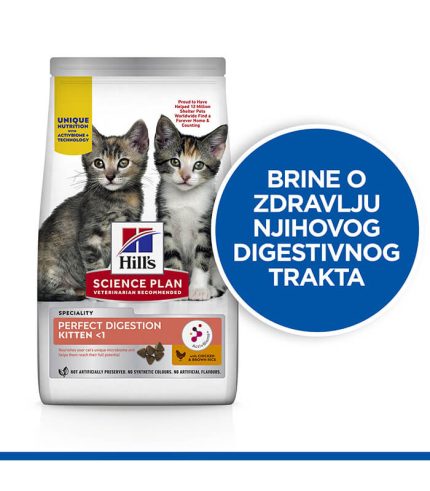 Hill’s Science Plan Perfect Digestion Kitten - hrana za mačiće sa piletinom i smeđim pirinčem (1.5kg)