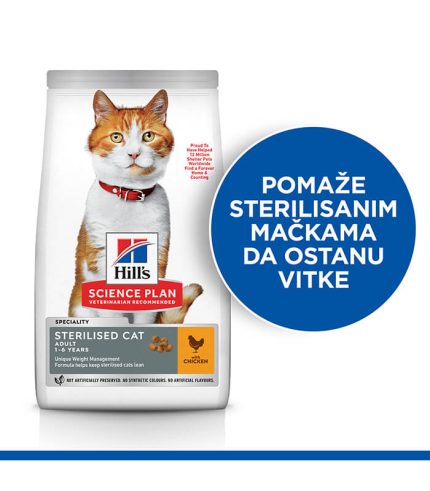 Hill’s Science Plan Sterilised Cat Adult – hrana za sterilisane mačke sa piletinom (1.5kg, 10kg)