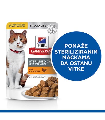 Hill’s Science Plan Young Adult Sterilised Cat - vlažna hrana za sterilisane mačke sa piletinom (12x85g)