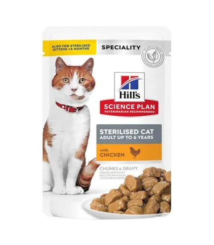 Hill’s Science Plan Young Adult Sterilised Cat - vlažna hrana za sterilisane mačke sa piletinom (12x85g)