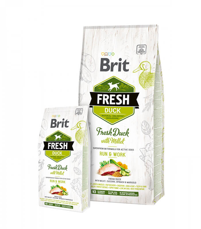 Brit Fresh Duck with Millet Adult Run & Work - hrana sa svežom pačetinom za aktivne pse Brit Fresh Duck with Millet Adult Run & Work - hrana sa svežom pačetinom za aktivne pse