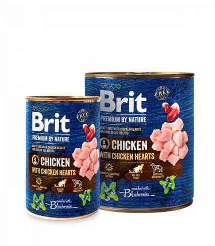 Brit Premium by Nature Chicken with Hearts - vlažna hrana za odrasle pse sa piletinom i pilećim srcima (400g, 800g)