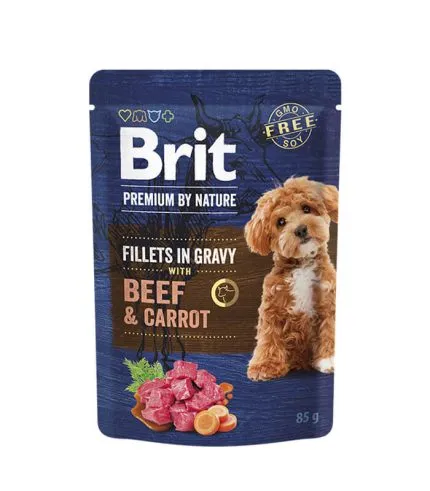 Brit Premium by Nature Dog Fillets in Gravy with Beef & Carrot - vlažna hrana za odrasle pse sa govedinom i šargarepom (85g)